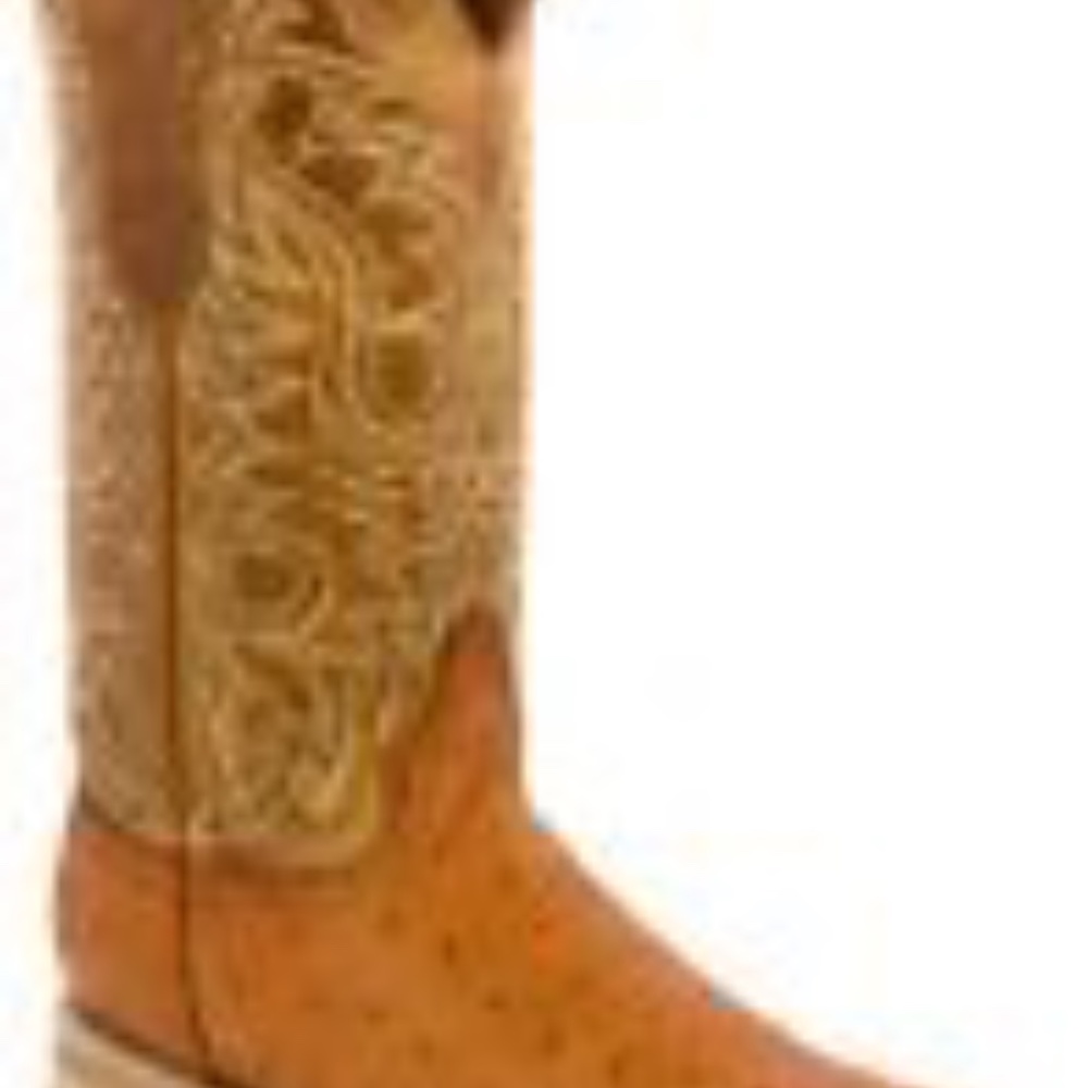 COPY - Team West Cognac Ostrich design wide, square toe leather western boots #…